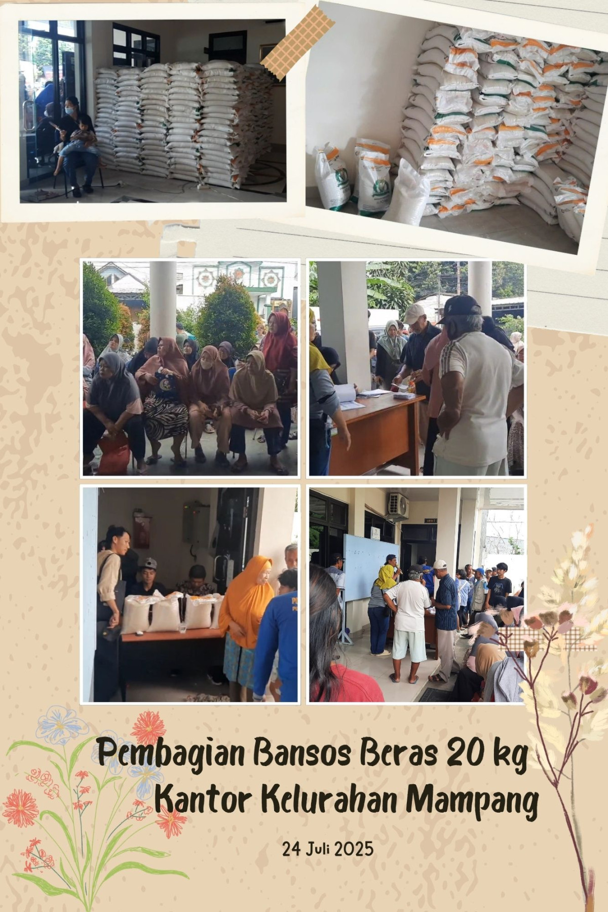 Distribusi Bantuan Sosial Beras 20 Kg kepada 970 Warga Mampang: Langkah Nyata Pemerintah untuk Ketahanan Pangan