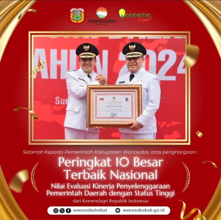 Selamat. Pemkab Wonosobo 10 Besar Terbaik Nasional - Evaluasi Kinerja Penyelenggaraan Pemda