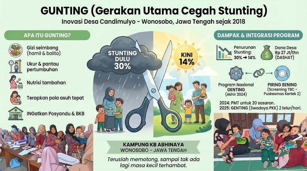 GUNTING Gerakan Utama Cegah Stunting Desa Candimulyo   "Memotong Mata Rantai Masalah Gizi, Menyambung Harapan Generasi."