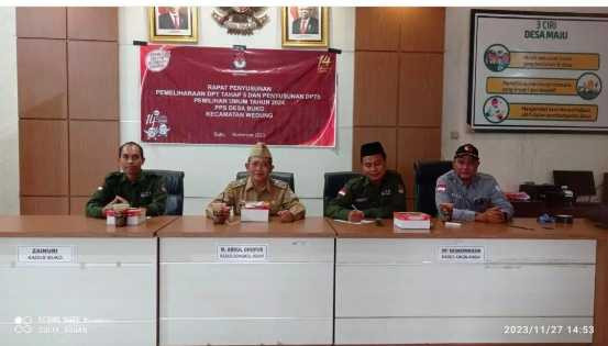 Rapat penyusunan Pemeliharaan DPT Tahap 5 dan Penyusunan DPtb Pemilu Tahun 2024 PPS Desa Buko