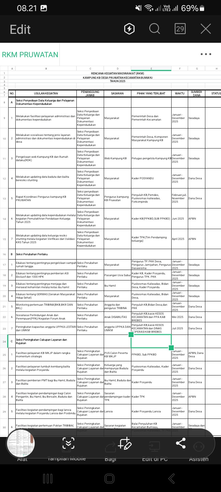 RKM KAMPUNG KB PESONA DESA PRUWATAN TH 2025