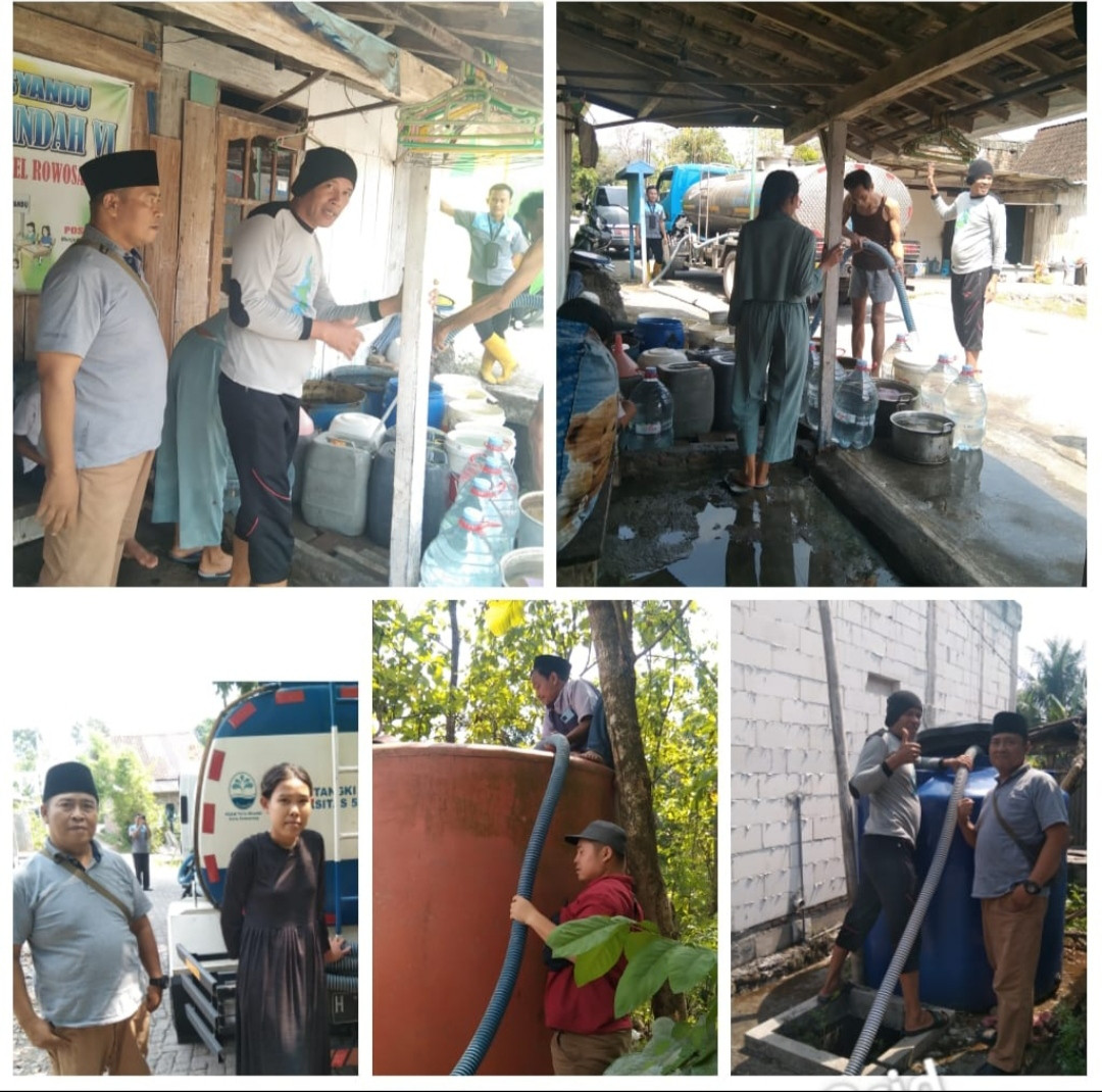 Penyaluran bantuan air bersih untuk warga muntuksari RW 06 ROWOSARI yang mengalami kekeringan