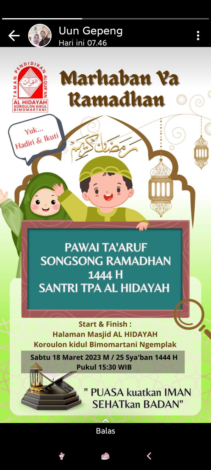 Pawai Taaruf santri Masjid Al Hidayah Koroulon Kidul