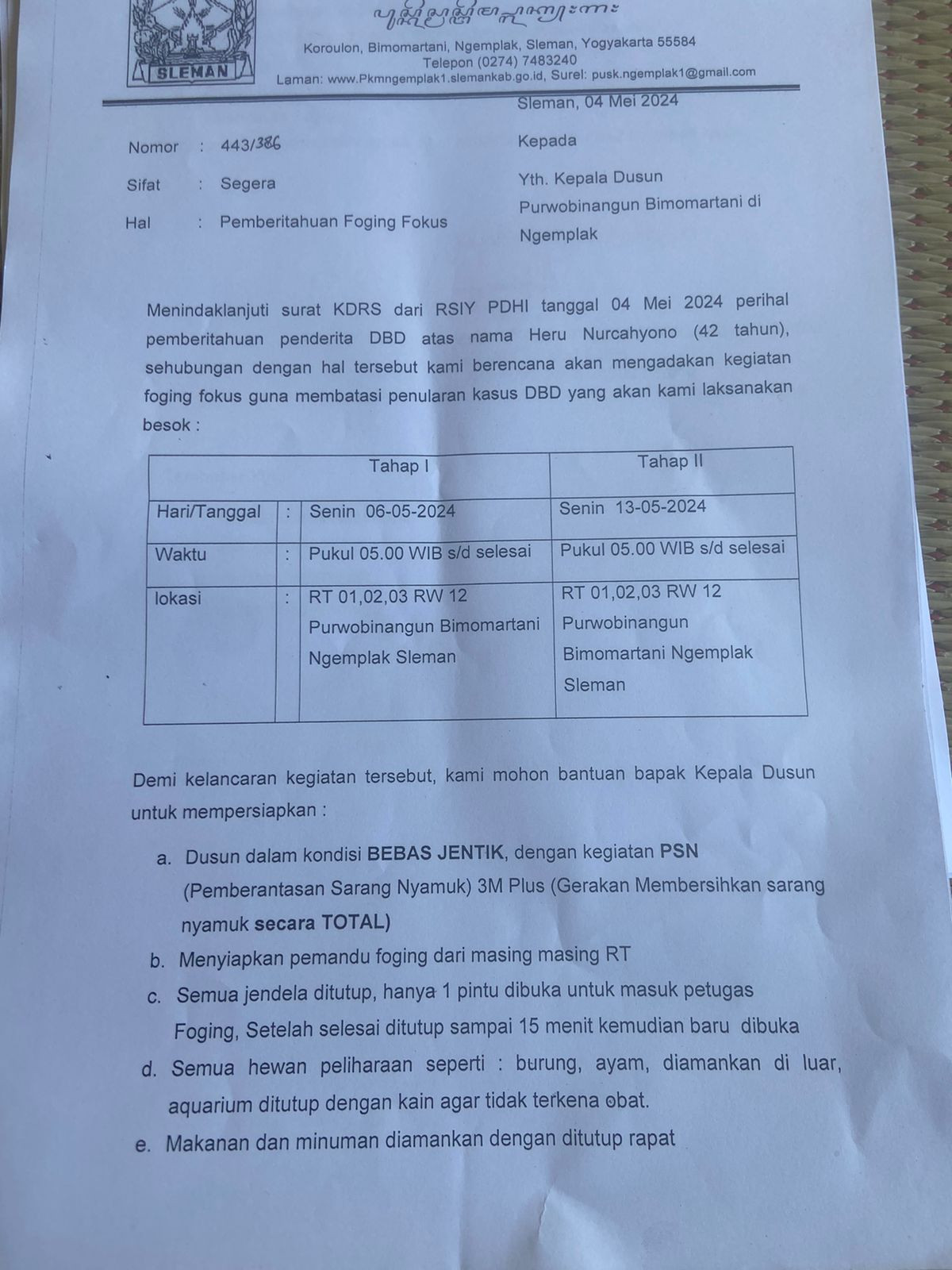 Surat Edaran Fogging