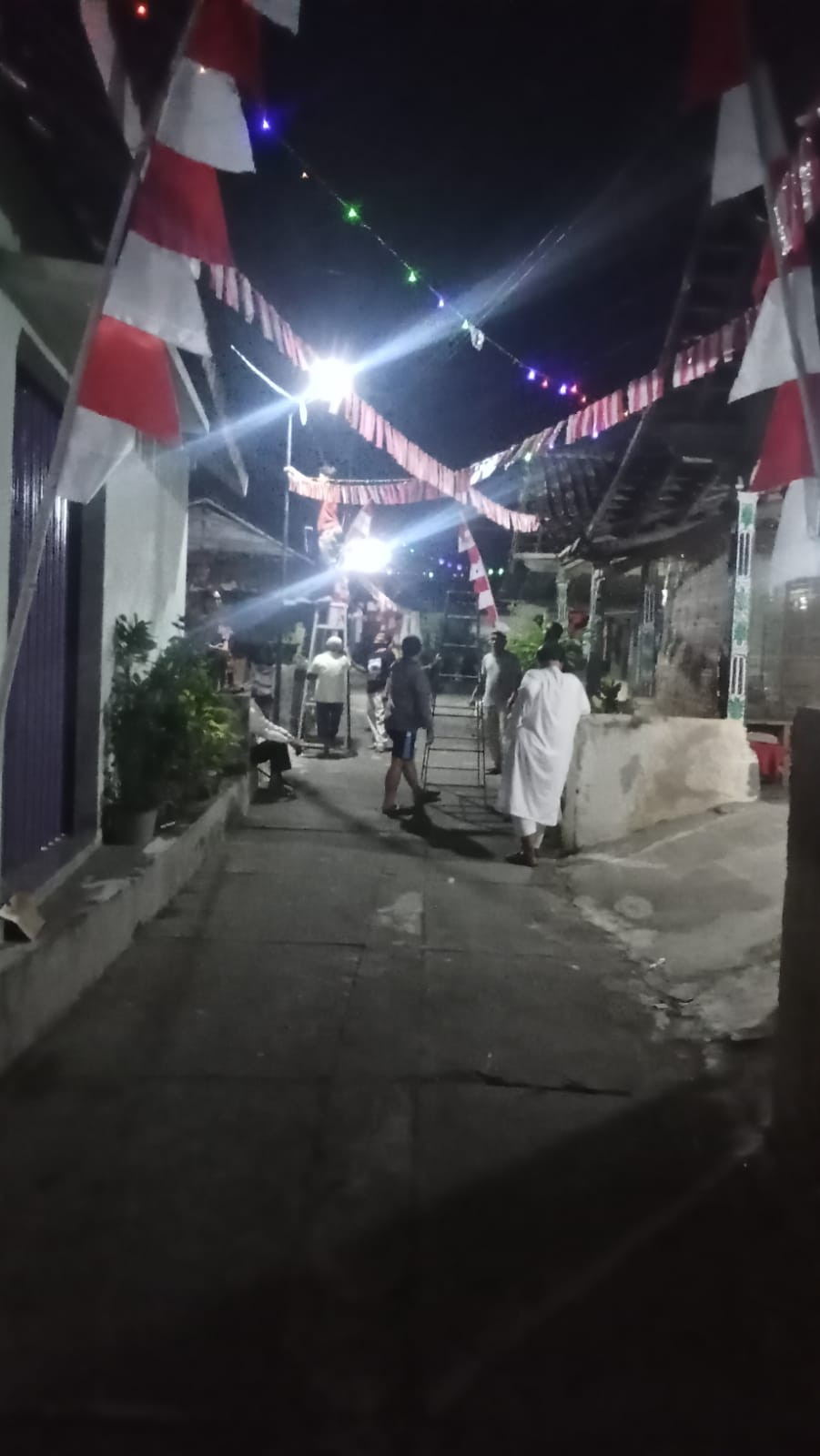 Pemasangan bendera dan lampu hias utk 17 an dusun jetis