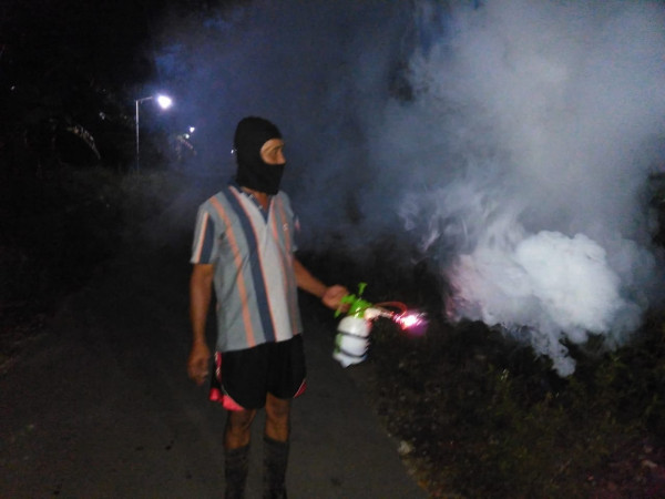 Penyemprotan di kebun kosong