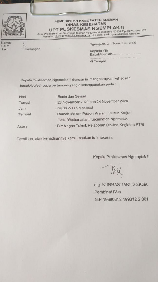 Bimtek pelaporan online kegiatan PTM