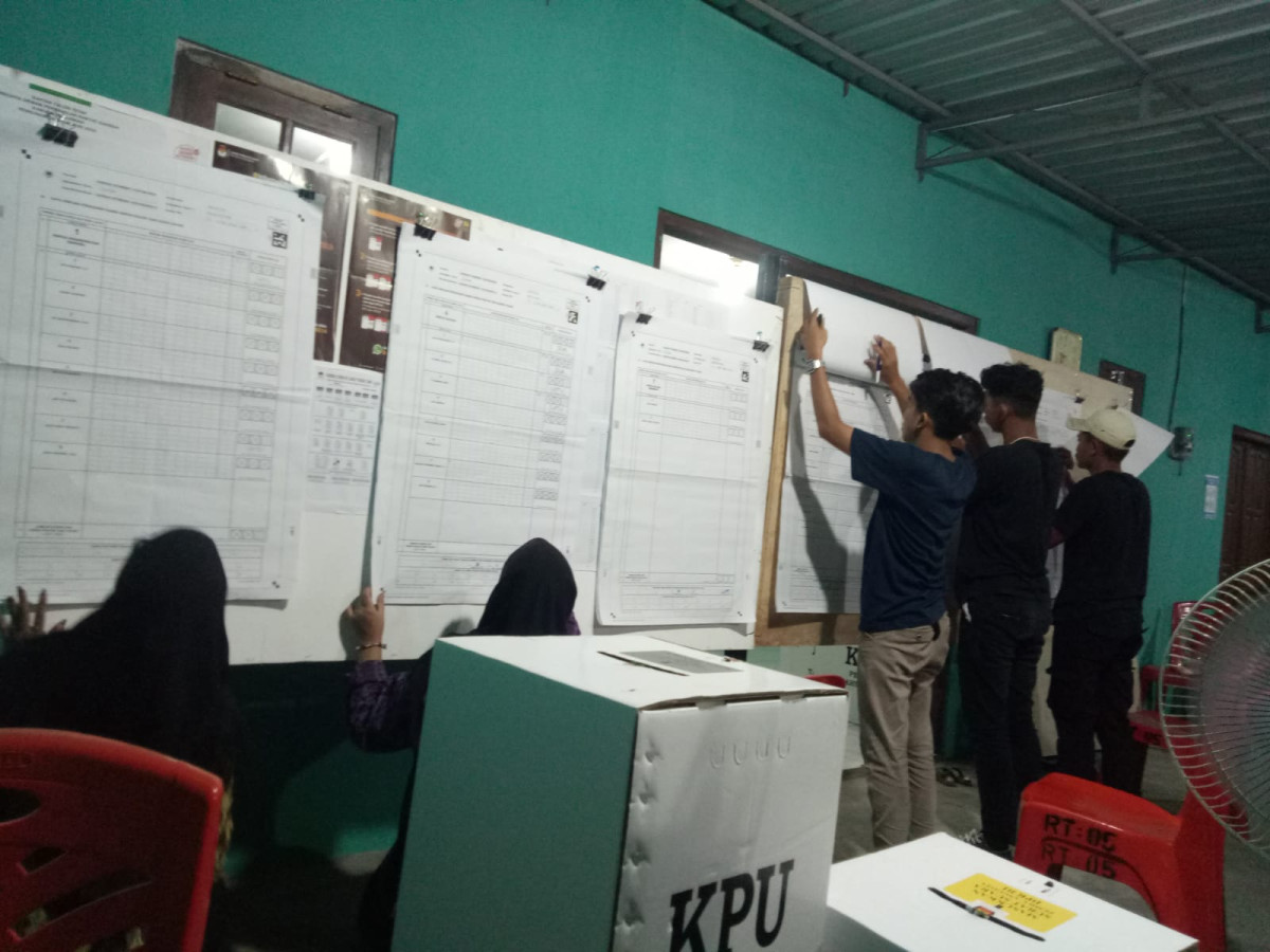 Proses pemungutan dan perhitungan suara untuk pemilihan Presiden RI dan Legistatif tahun 2024 di TPS 06 Wedomartani