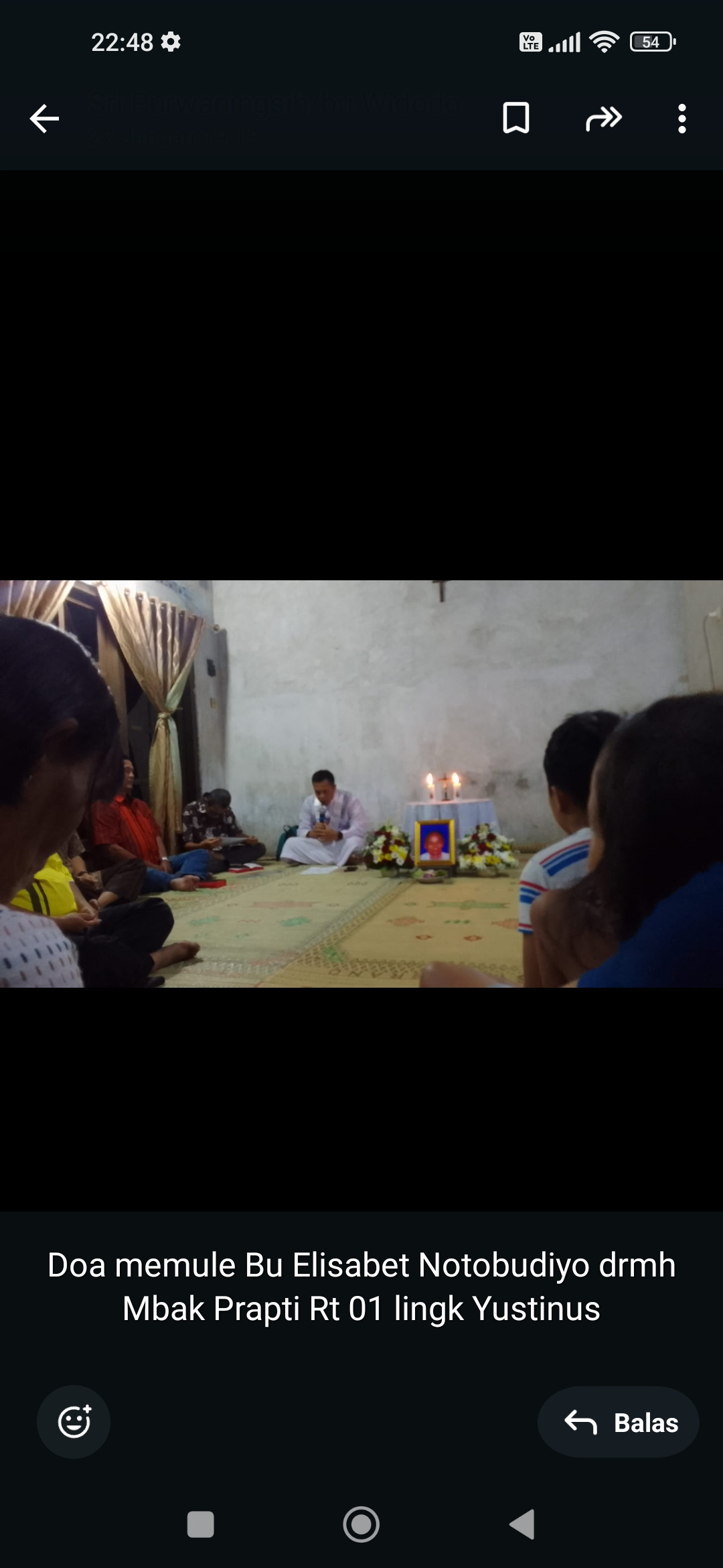 Doa memule Bu Elisabet Notobudiyo drmh Mbak Prapti Rt 01 lingk Yustinus babadan