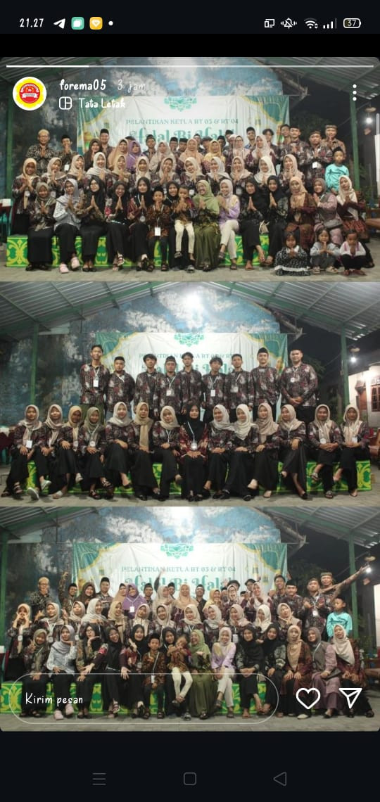 Pemuda RW 57 padukuhan Bakungan ikut serta dalam membantu terlaksananya syawalan serta pengukuhan pengurus dan ketua RT 03 dan RT 04.