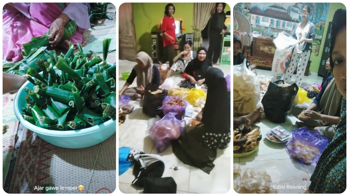 Rewang ibu-ibu RT 03 Padukuhan Sempu di hajatan pernikahan