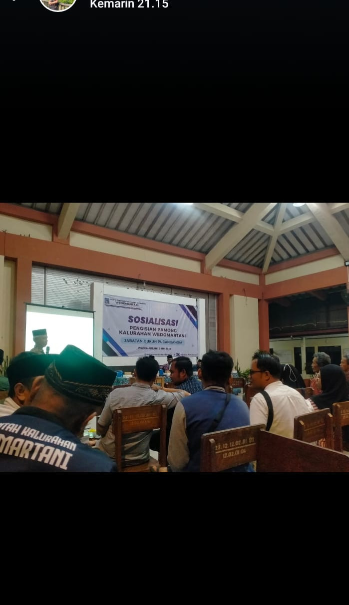 Sosialosasi pengisian pamong kalurahan yg di hadiri oleh Bapak Dukuh Krajan