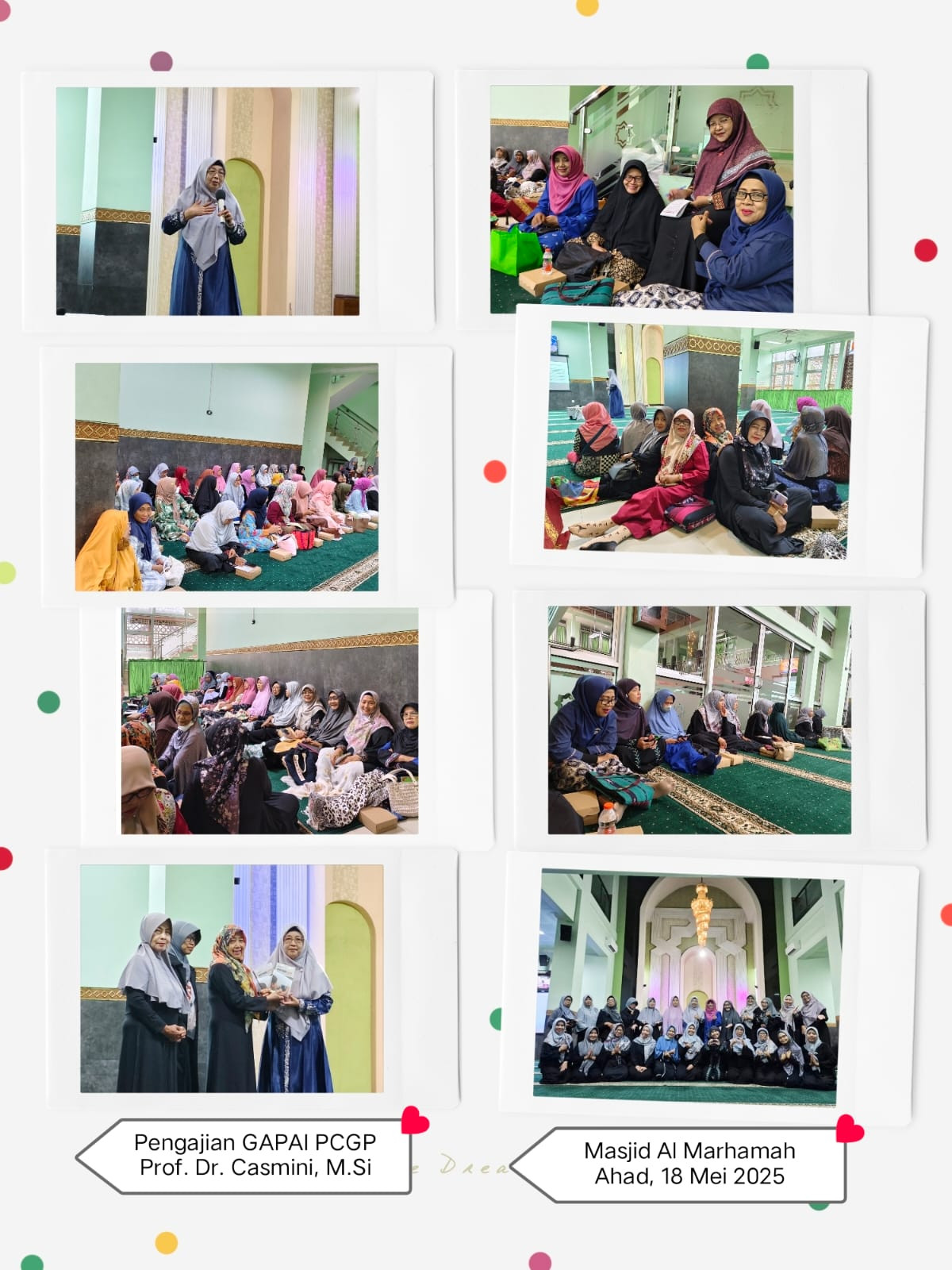 Kegiatan pengajian rutin oleh ibu ibu perumahan candi gebang di masjid Almarhamah pcgp Jetis wedomartani