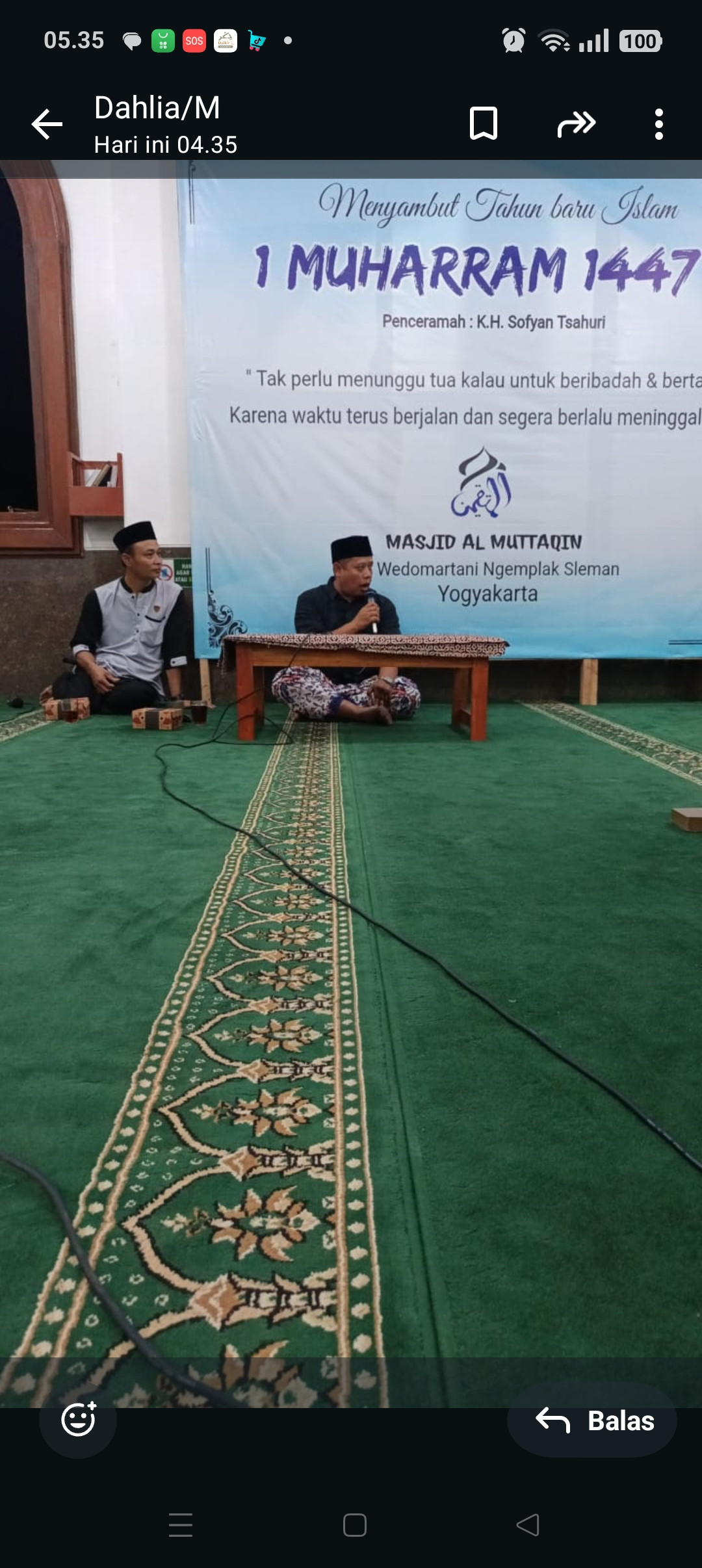 Kegiatan pengajian bapak ibu warga Jetis menyambut tahun baru Islam 1447H di masjid Al Muttaqien Jetis Wedomartani