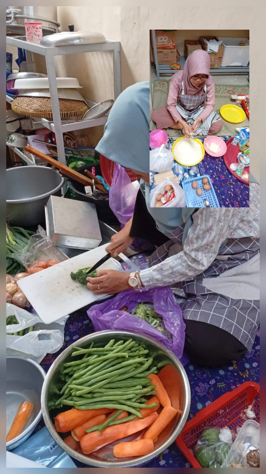proses memasak PMT lokal utk Bumil oleh kader Krajan