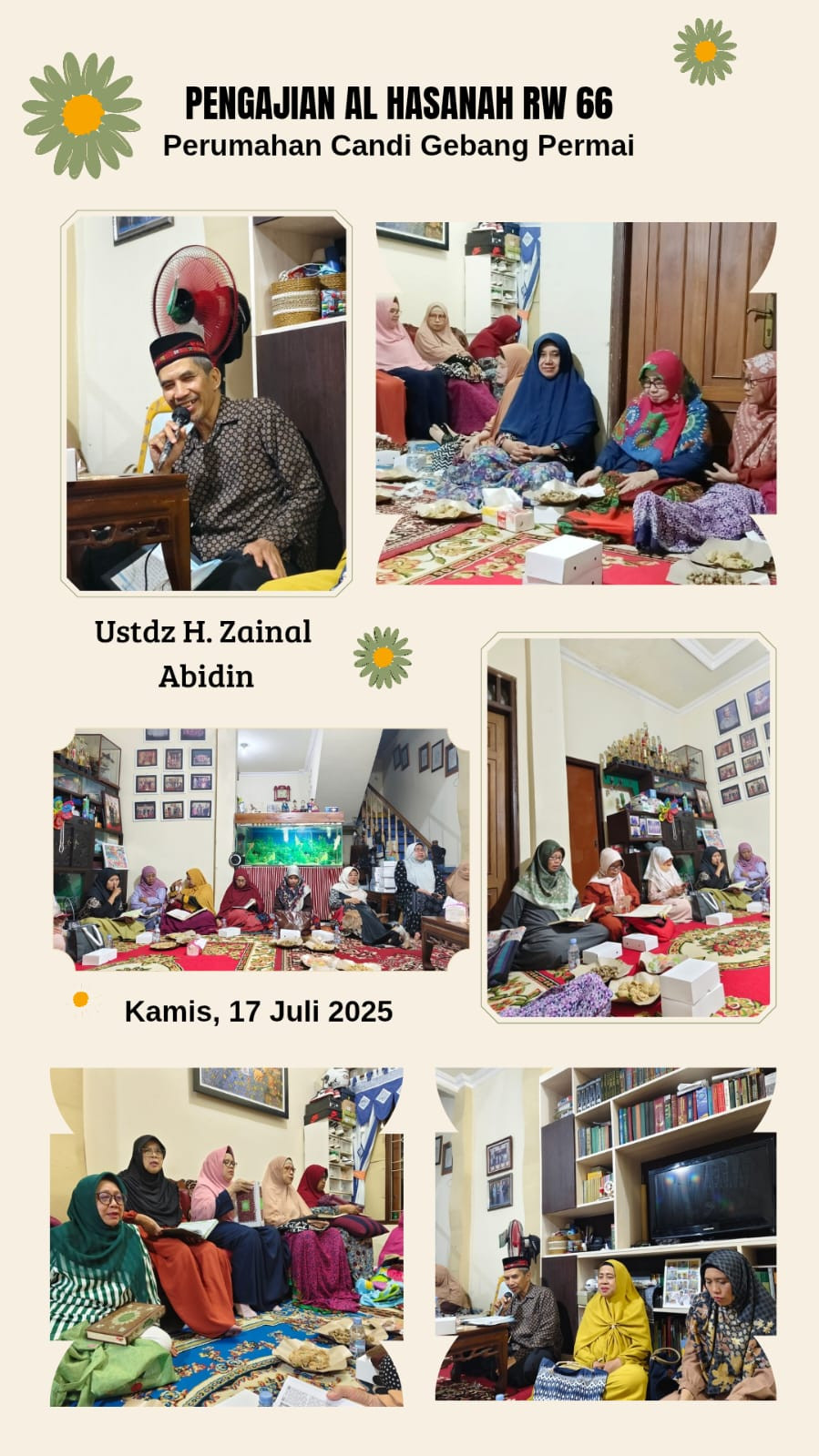 Kegiatan pengajian ibu ibu PKK jamaah masjid Al marhamah di rumah ibu sari lugito perum candi gebang permai Jetis wedomartani