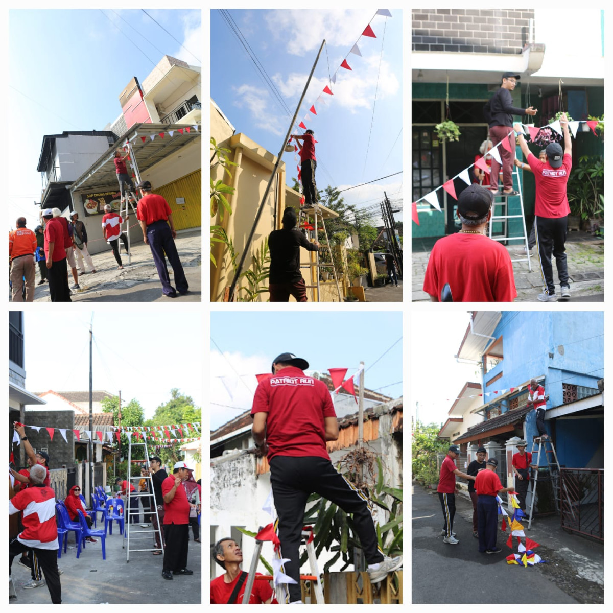 Kerja bakti pasang umbul umbul dan bendera di wilayah pcgp Jetis wedomartani