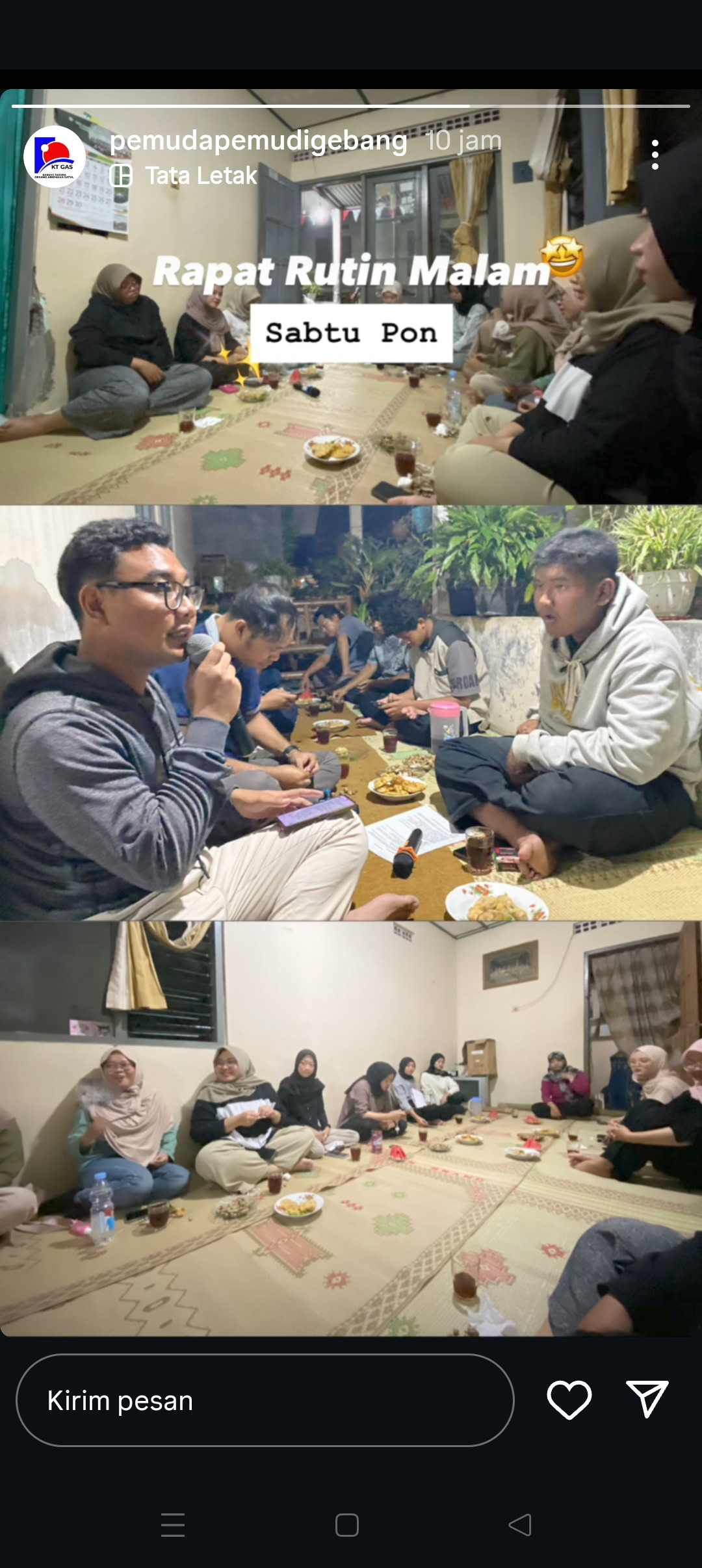 Kegiatan pertemuan rutin pemuda pemudi gebang Jetis wedomartani