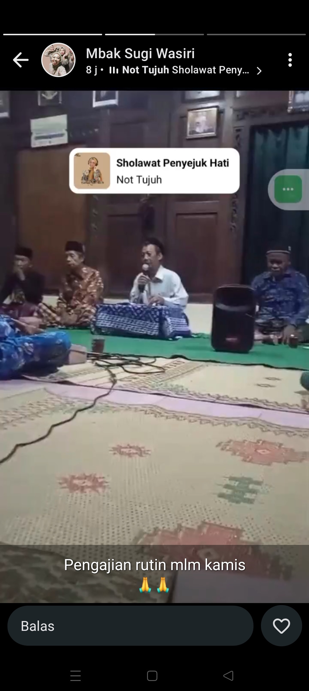 Pengajian rutin setiap malam ibu ibu gebang bertempat di rumah ibu mugiyanti gebang RT 03 RW 044 Jetis wedomartani