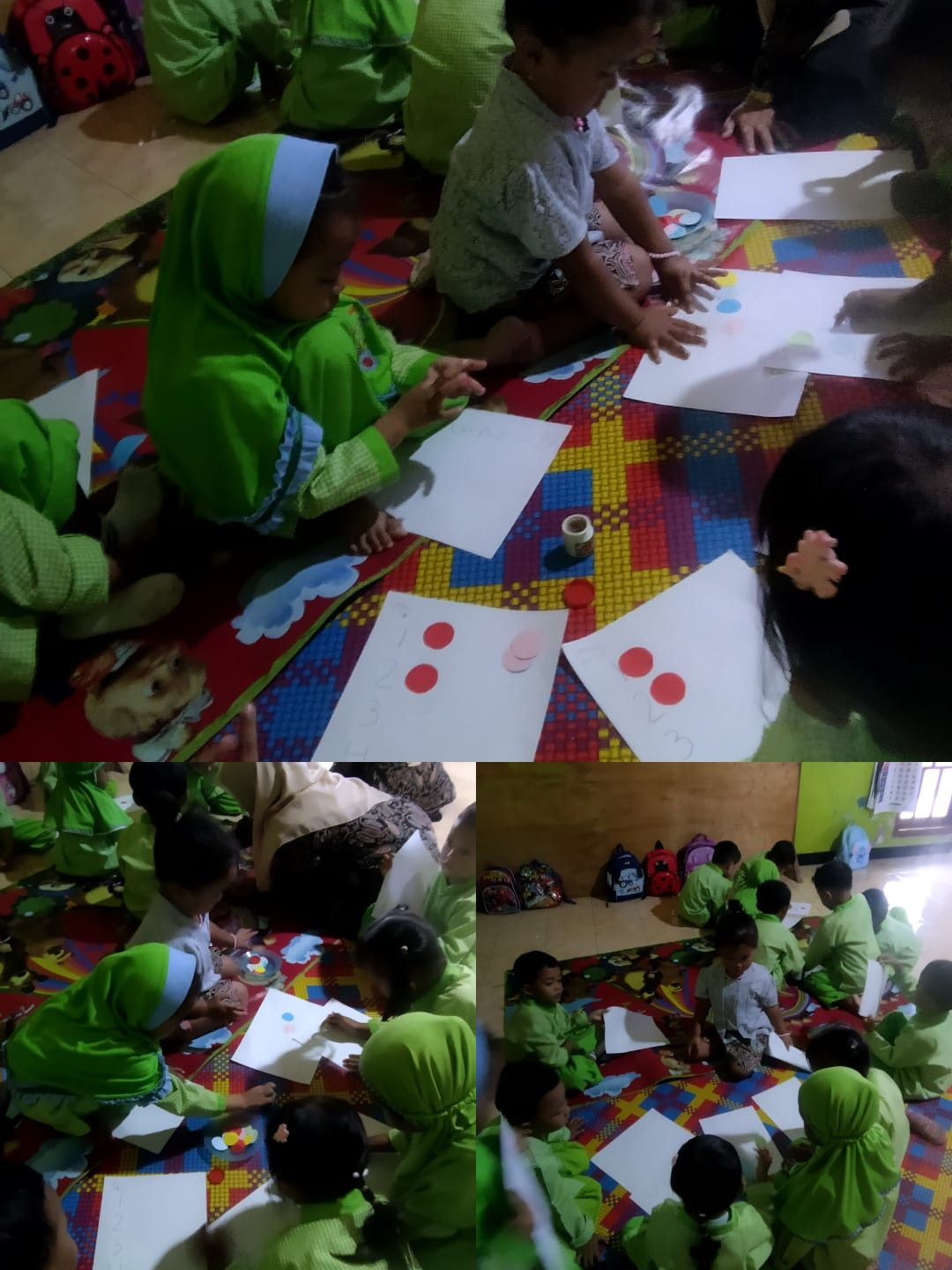 Belajar menempel dan mengenal angka 1-5 anak didik paud SPS kemuning