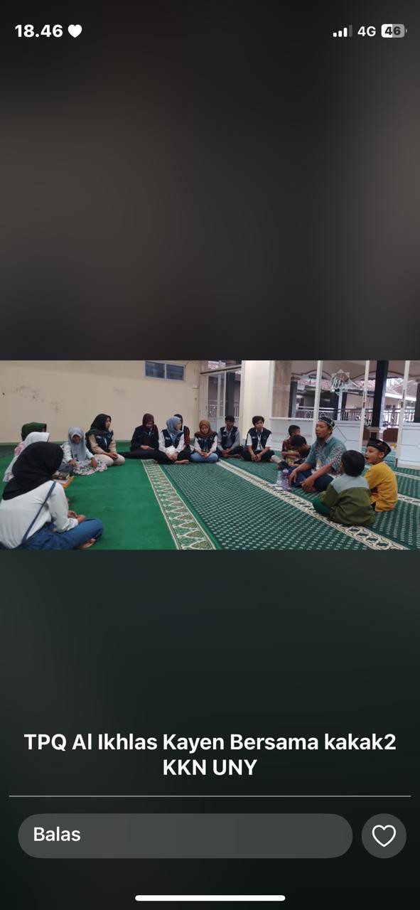 TPQ di Masjid Al Ikhlas Kayen Padukuhan Blotan bersama KKN UNY 2025