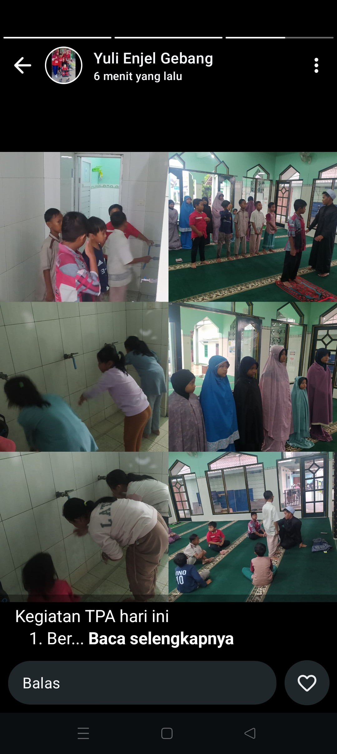 Kegiatan TPA  anak anak diasjid baitul.makmur belajar wudhu yg benar gebang Jetis wedomartani