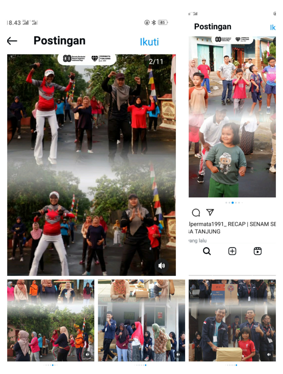 Senam 17 san Agustus  warga di dusun Tanjung