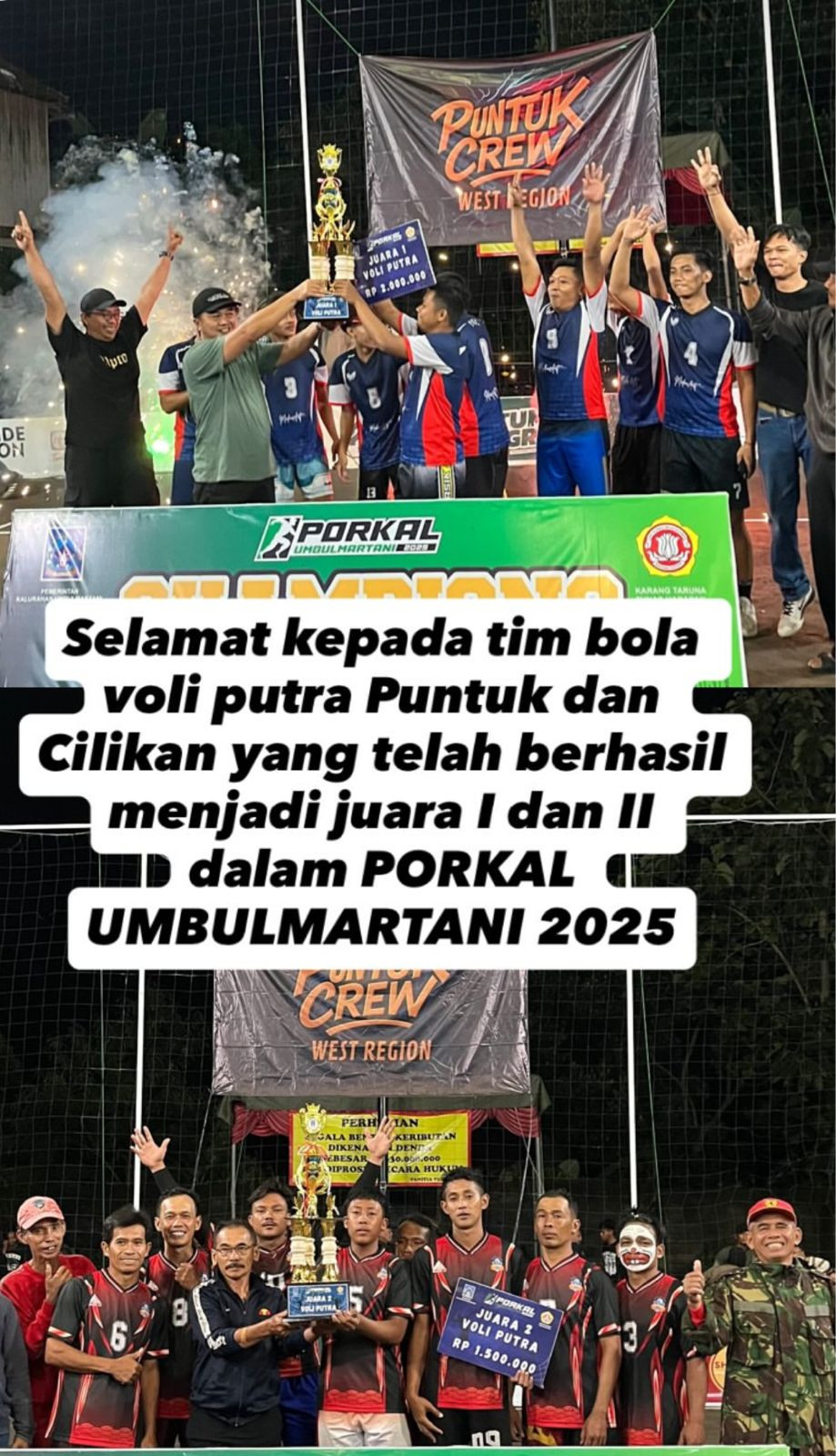 Pertandingan Final Tim Bola Voli Puntuk Dalam Porkal