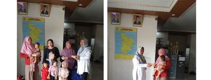 Pemberian nuget lele dari kecamatan. 5 balita