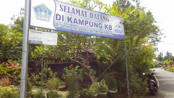 Penataan tanaman hias disekitar gerbang SELAMAT datang Kampung KB