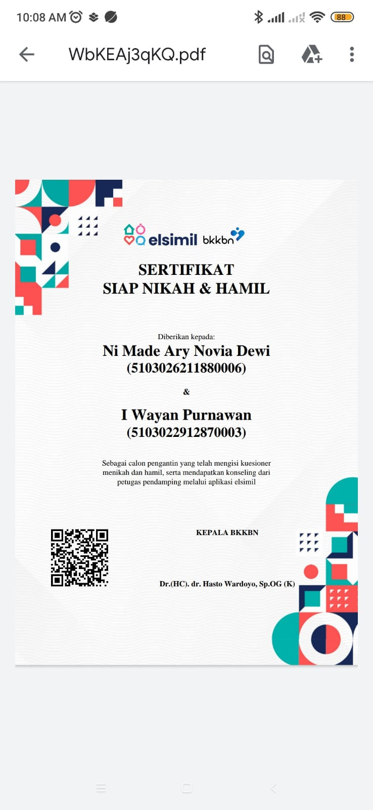 sertifikat selsimil calon pengantin