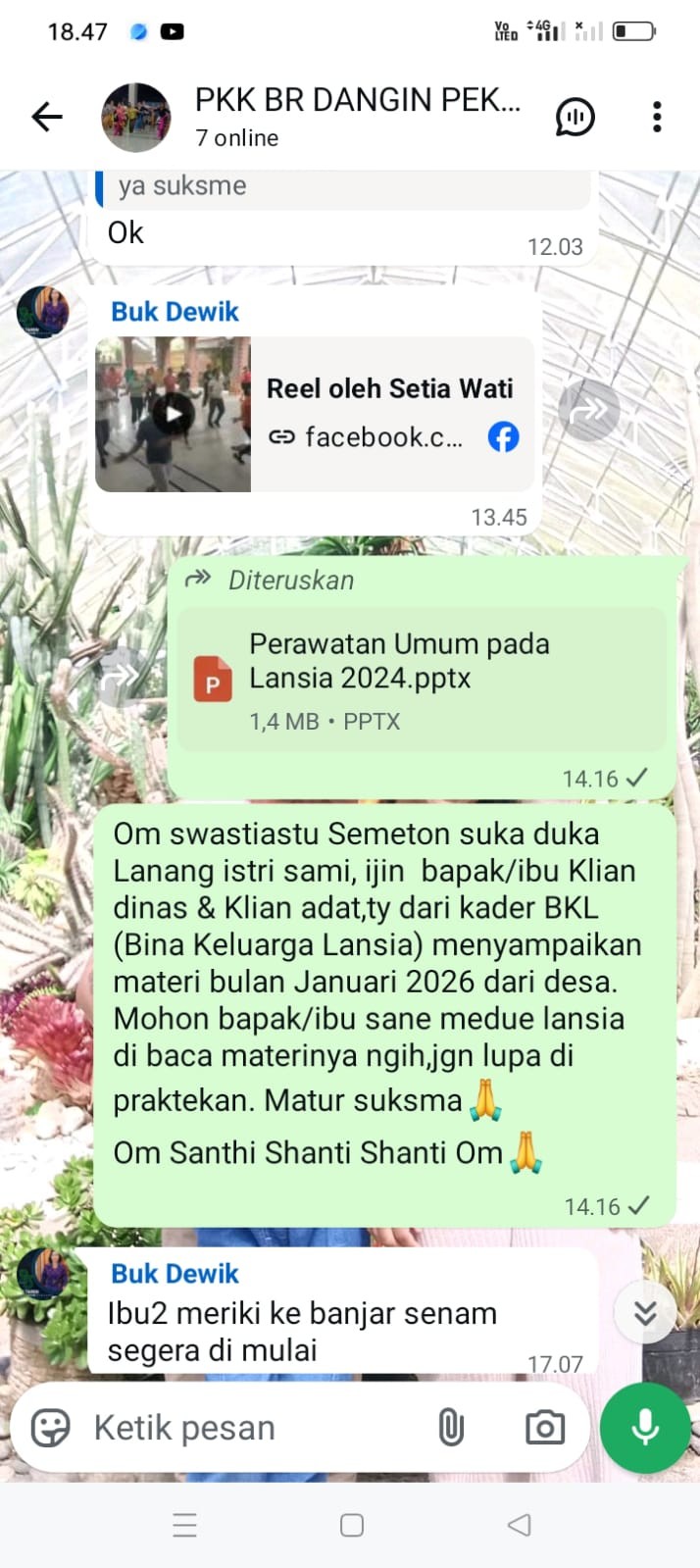 Menginformasikan materi via Whatsap