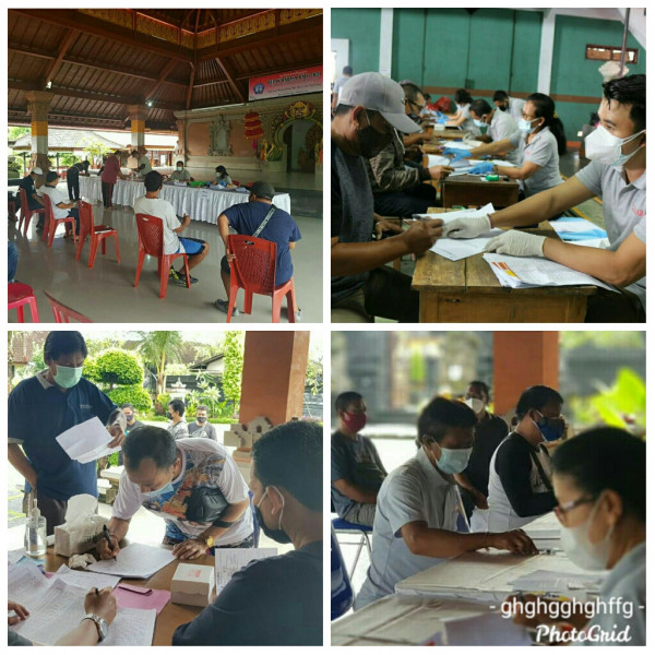 Kegiatan penyaluran Bantuan Sosial Tunai (BST) PPKM di Desa Dalung