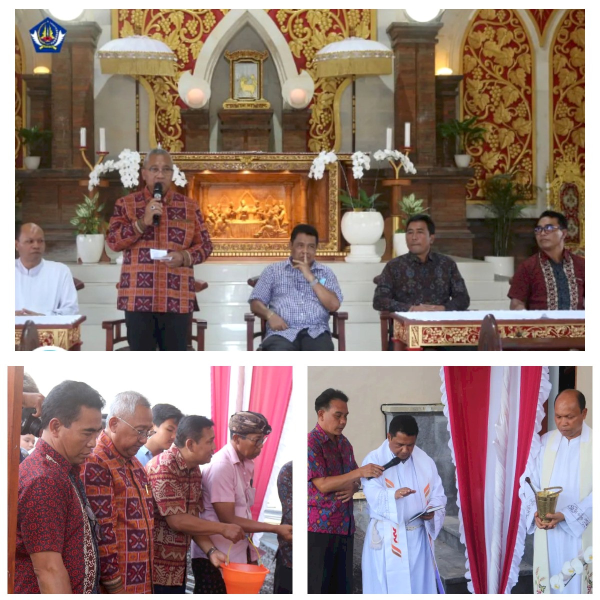 Kegiatan Peletakan Batu Pertama pembangunan Aula di Gereja Stasi Gembala Baik Banjar Pegending serta penyerahan bantuan kepada pihak Gereja