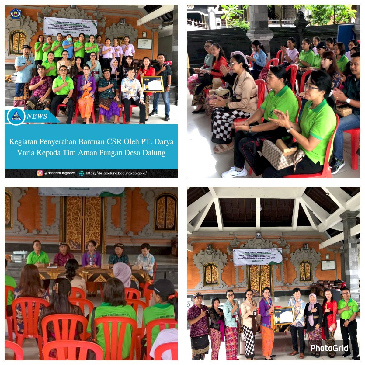 Kegiatan penyerahan bantuan CSR dari PT. Darya Varia laboratoria TBK kepada Tim Keamana Pangan Desa Dalung