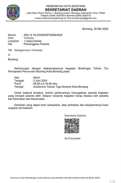 Bimbingan Tehnsi Tim Percepatan Penurunan Stunting  Kota Bontang