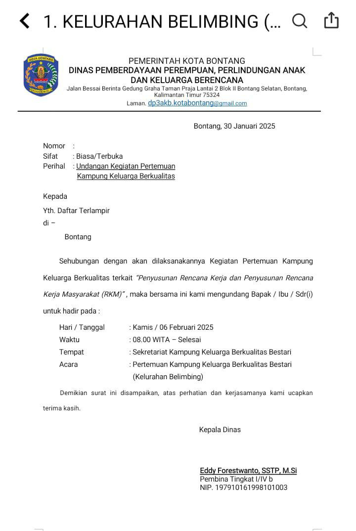 Pertemuan Kampung Keluarag Berkualitas Bestari Kel. Belimbing