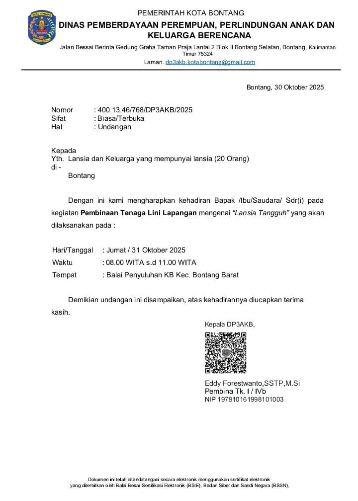 Pembinaan lini lapangan Bina Keluarga Lansia