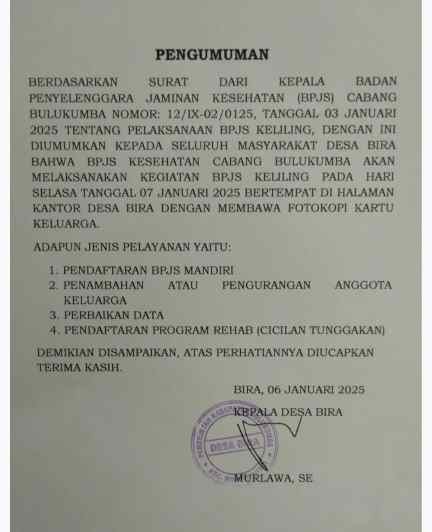Fasilitasi JKN masyarakat desa Bira