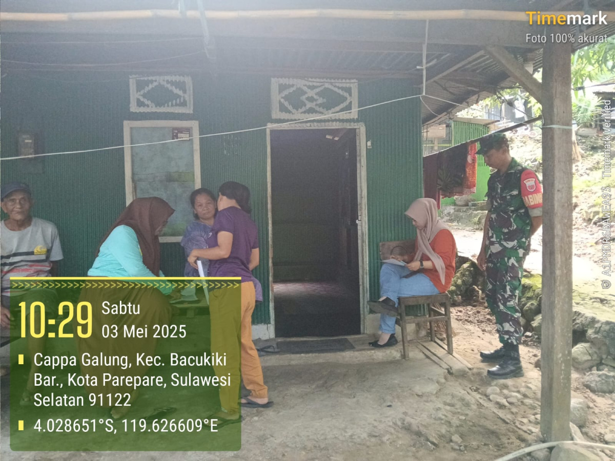Pendampingan Ground Check Data Tunggal Sosial dan Ekonomi Nasional (DTSN) 2025 oleh Kesra Cappa Galung, BABINSA, Pengurus Kamp. KB "Geddongnge"